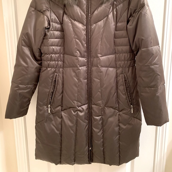 Platinum 🤎 Fox Fur Down Long Winter Coat - Picture 3 of 16